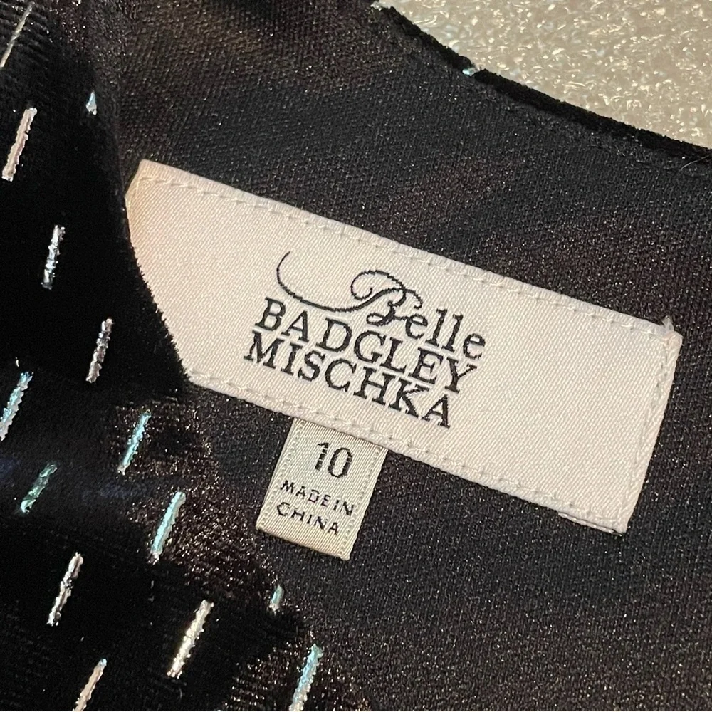 Girls Belle Badgley Mischka Black dress with silver Fit and Flare dress 10 - Picture 4 of 10